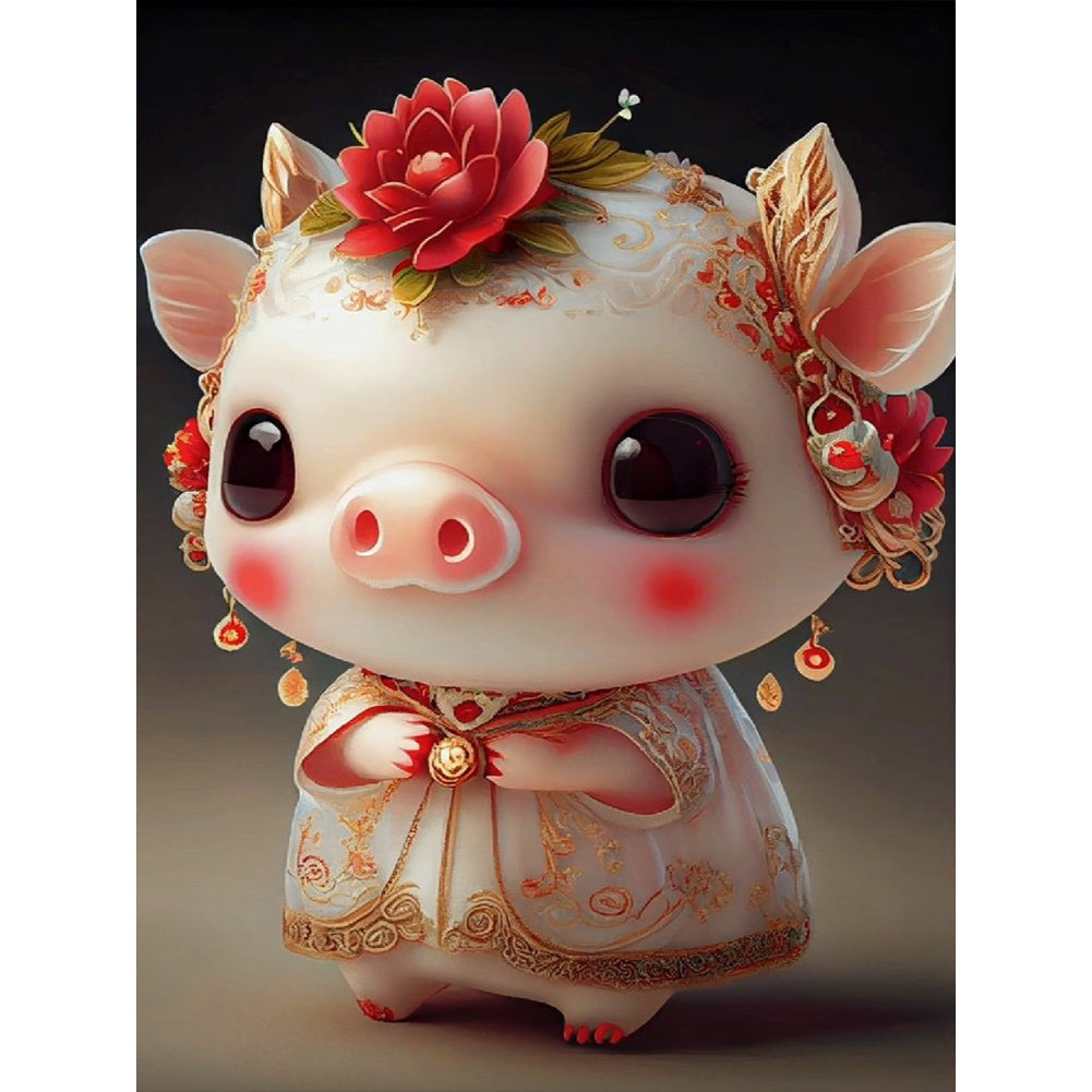 Cute Pig - Full Round Drill Diamond Painting 30*40CM