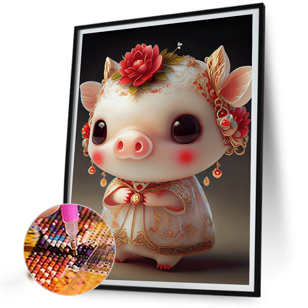 Cute Pig - Full Round Drill Diamond Painting 30*40CM