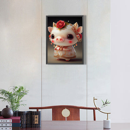 Cute Pig - Full Round Drill Diamond Painting 30*40CM