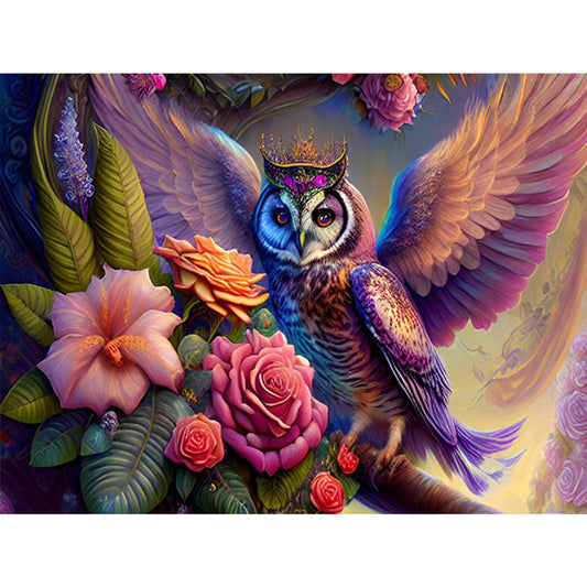 Flowers And Owls - Full Round Drill Diamond Painting 40*30CM