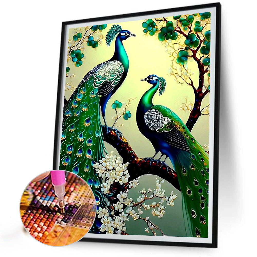 Peacock - Full Round Drill Diamond Painting 30*40CM