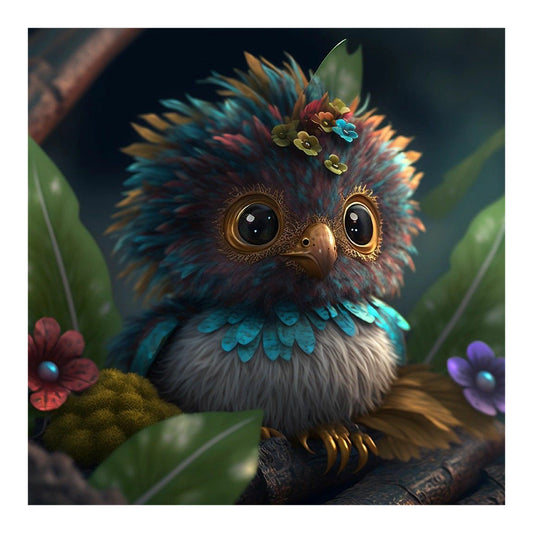 Baby Owl - Full Round Drill Diamond Painting 30*30CM