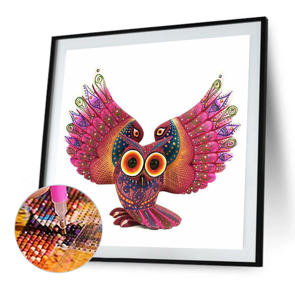 Spread Wings Owl - Full Round Drill Diamond Painting 30*30CM