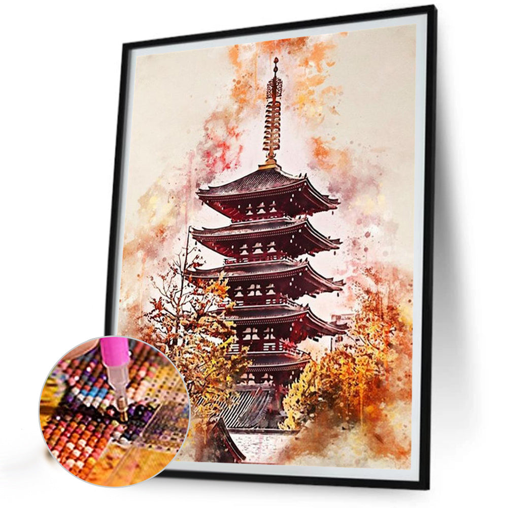 Ink Style Places Of Interest - Full Round Drill Diamond Painting 30*40CM