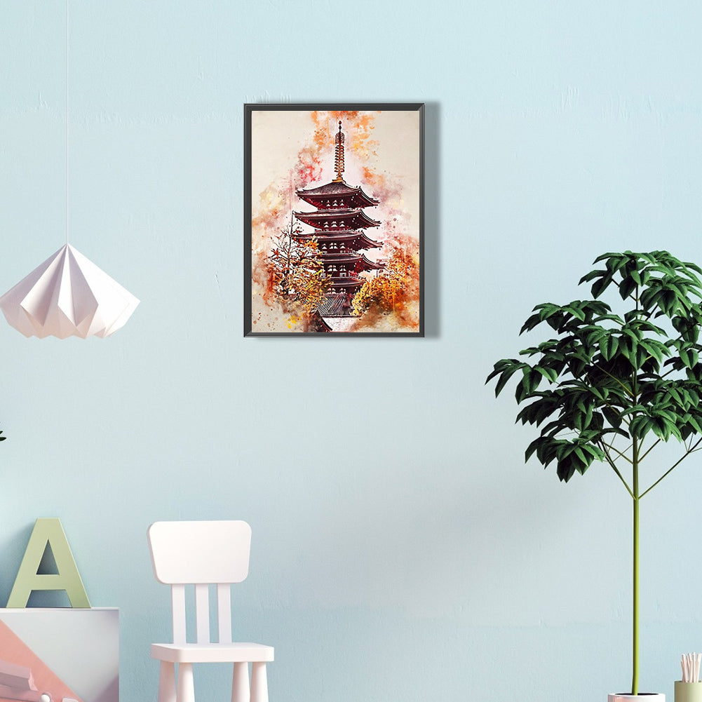 Ink Style Places Of Interest - Full Round Drill Diamond Painting 30*40CM
