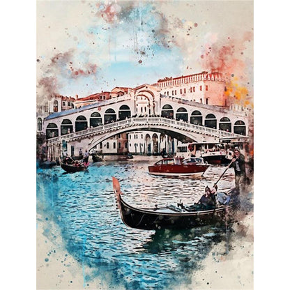 Ink Style Places Of Interest - Full Round Drill Diamond Painting 30*40CM