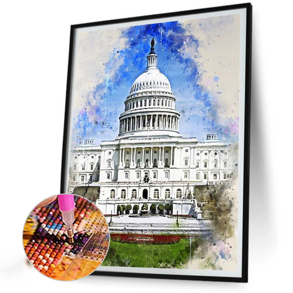 Ink Style Places Of Interest - Full Round Drill Diamond Painting 30*40CM
