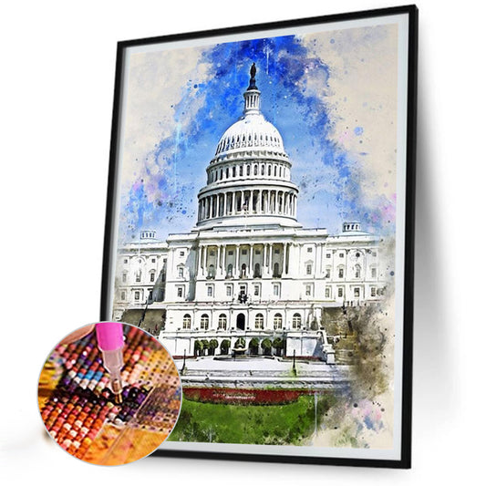 Ink Style Places Of Interest - Full Round Drill Diamond Painting 30*40CM