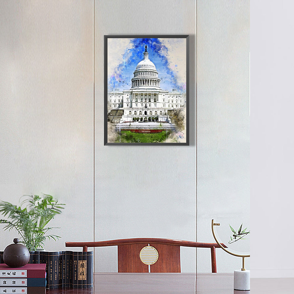 Ink Style Places Of Interest - Full Round Drill Diamond Painting 30*40CM