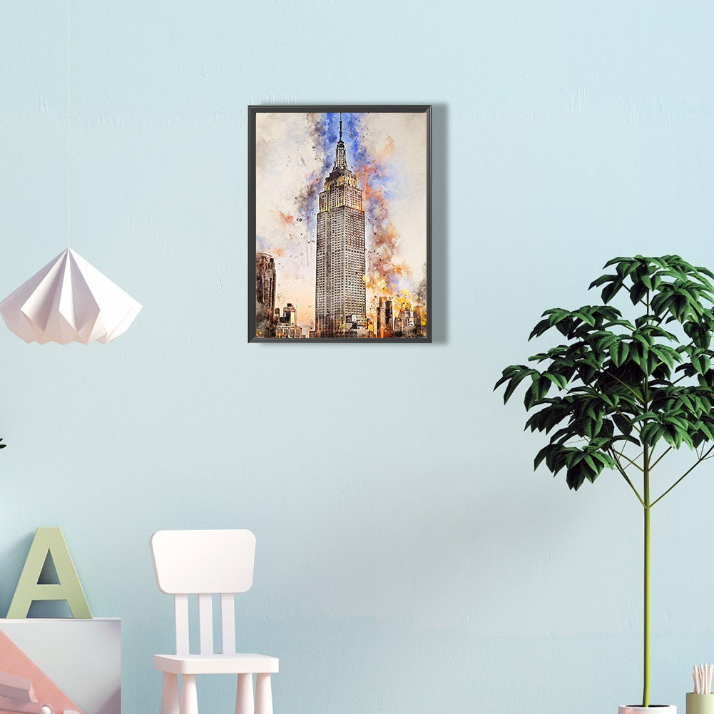 Ink Style Places Of Interest - Full Round Drill Diamond Painting 30*40CM