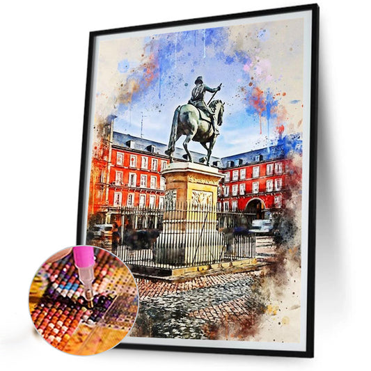 Ink Style Places Of Interest - Full Round Drill Diamond Painting 30*40CM