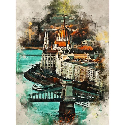 Ink Style Places Of Interest - Full Round Drill Diamond Painting 30*40CM