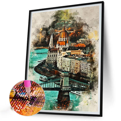Ink Style Places Of Interest - Full Round Drill Diamond Painting 30*40CM