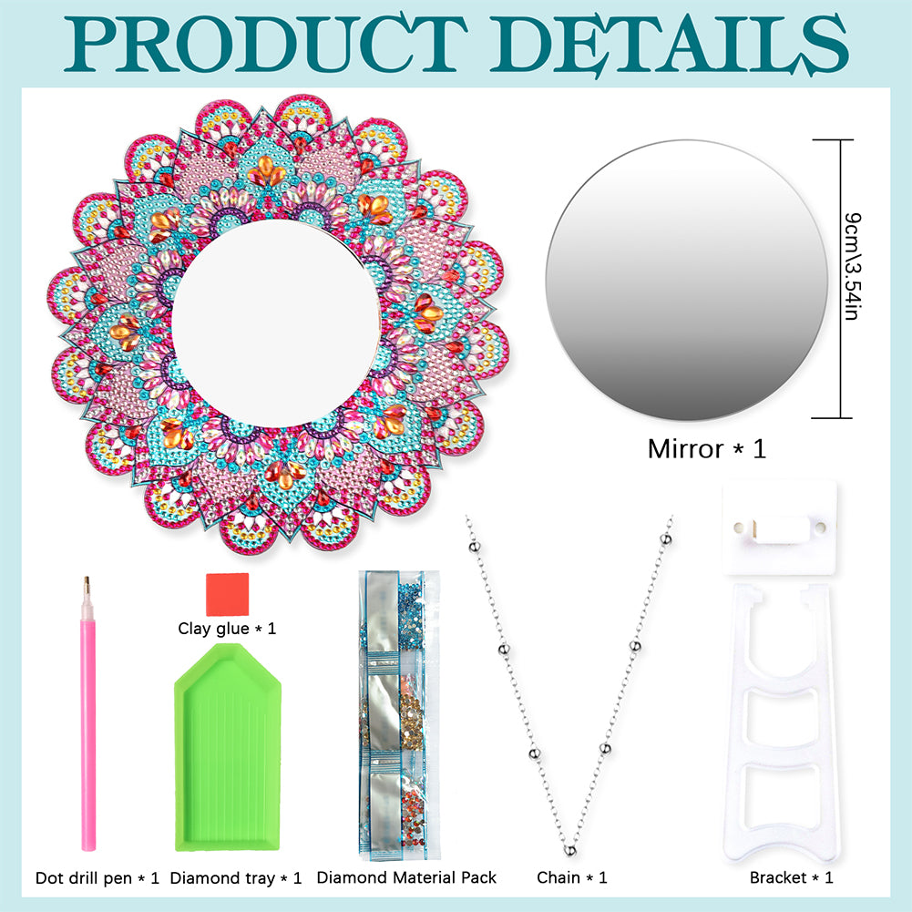 DIY Compact Mirror Art Craft Set Hanging Pocket Mirror Flower for Adult and Kids