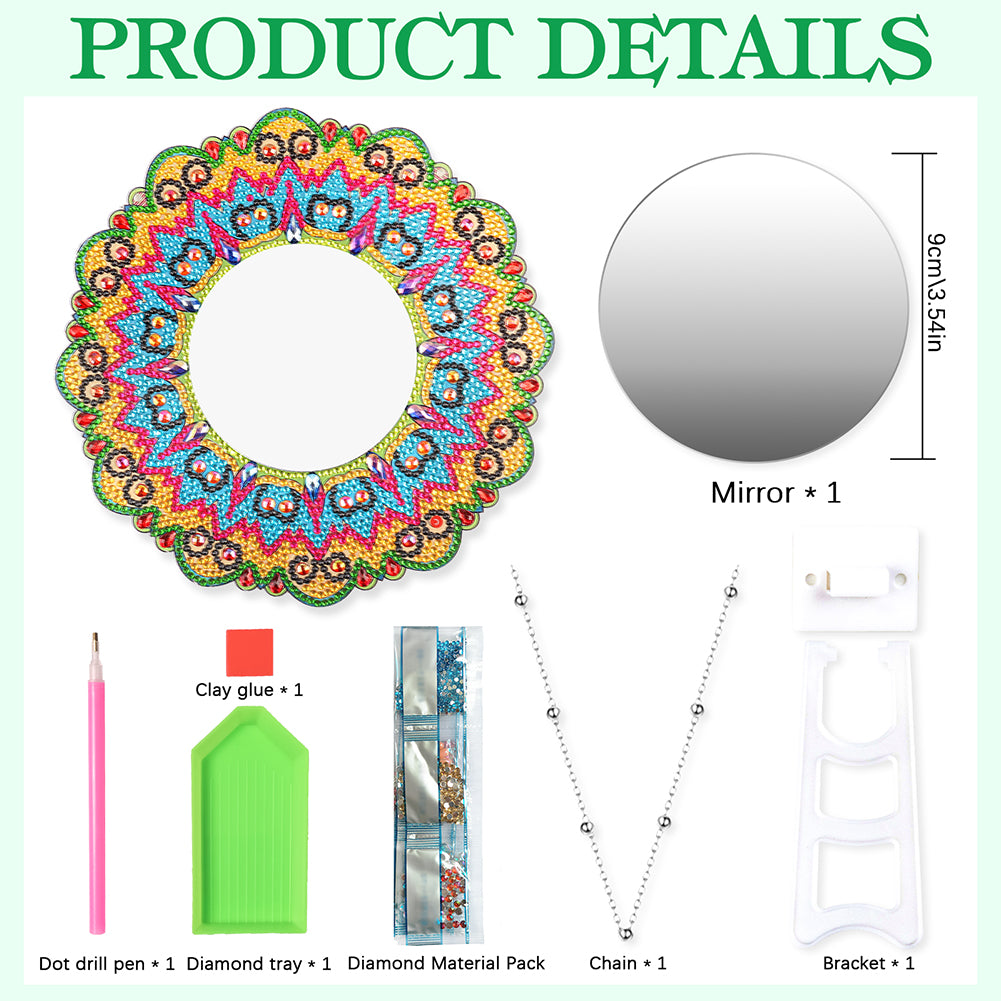 DIY Compact Mirror Art Craft Set Hanging Pocket Mirror Flower for Adult and Kids