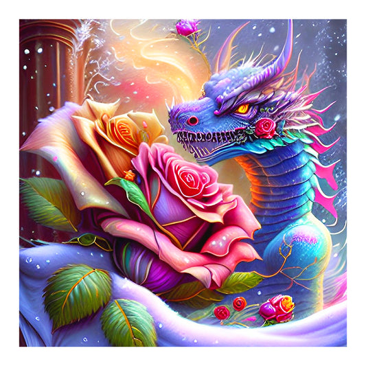 Dragon And Rose - Full Round Drill Diamond Painting 30*30CM