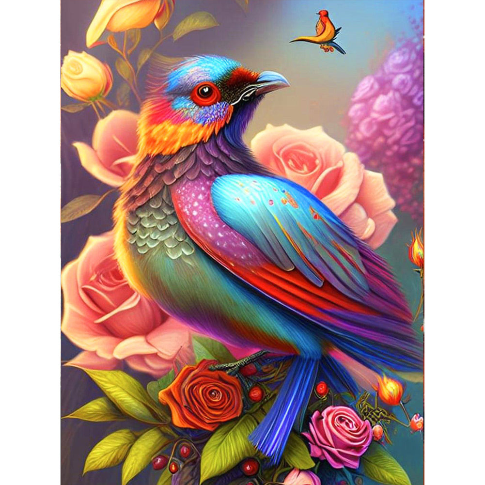 Colorful Bird On Branch - Full Round Drill Diamond Painting 30*40CM