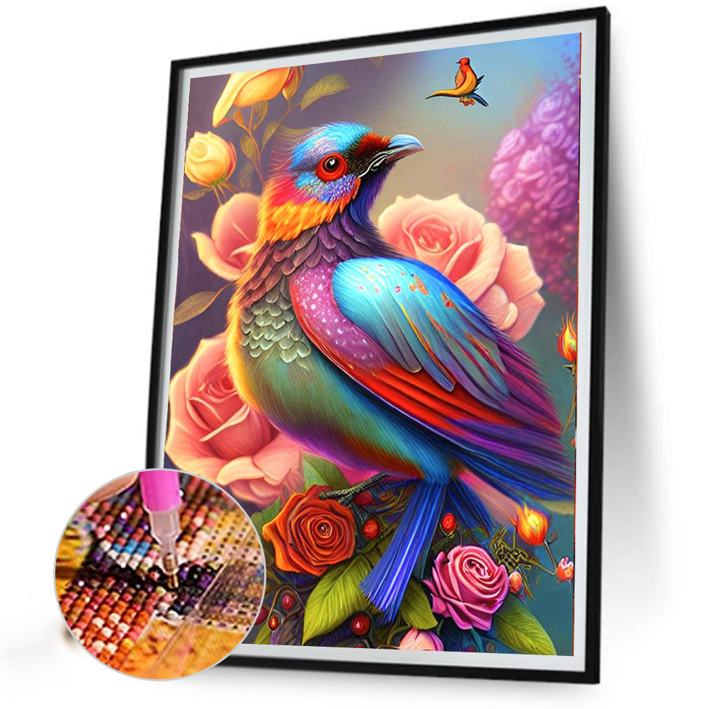 Colorful Bird On Branch - Full Round Drill Diamond Painting 30*40CM