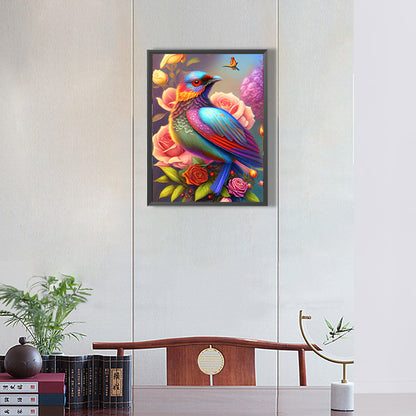 Colorful Bird On Branch - Full Round Drill Diamond Painting 30*40CM