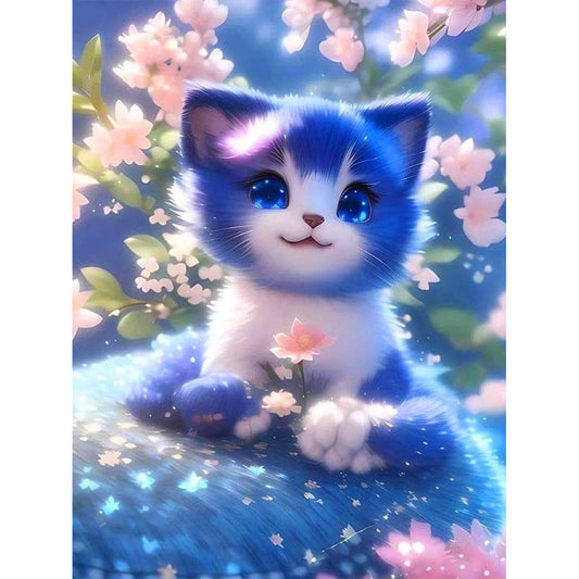 Blue And White Cat - Full Round Drill Diamond Painting 30*40CM