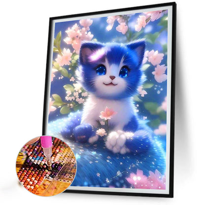 Blue And White Cat - Full Round Drill Diamond Painting 30*40CM