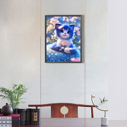 Blue And White Cat - Full Round Drill Diamond Painting 30*40CM