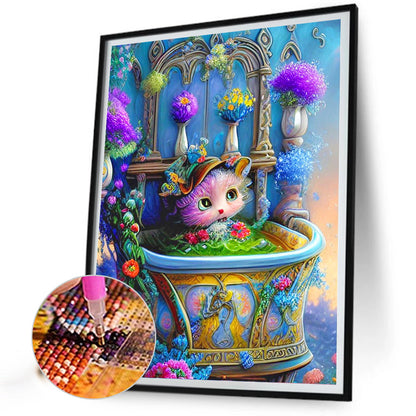 Kitten The Sun At The Castle - Full Round Drill Diamond Painting 30*40CM