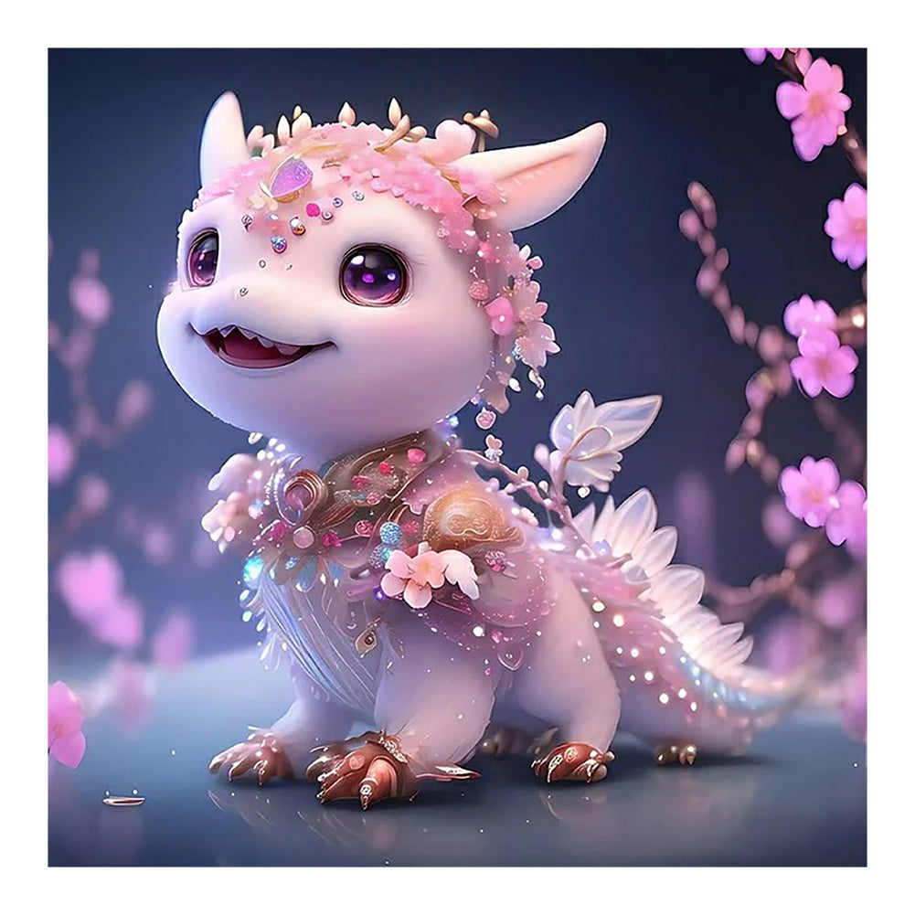 Pink Crystal Dragon - Full Round Drill Diamond Painting 30*30CM