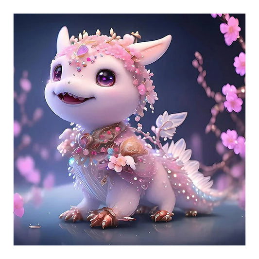 Pink Crystal Dragon - Full Round Drill Diamond Painting 30*30CM