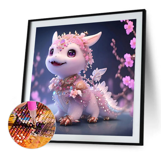 Pink Crystal Dragon - Full Round Drill Diamond Painting 30*30CM