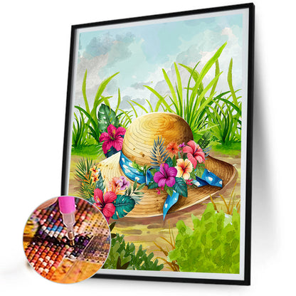 Flower Hat - Full Round Drill Diamond Painting 30*40CM