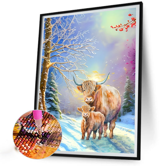 Highland Cattle - Full Round Drill Diamond Painting 30*40CM