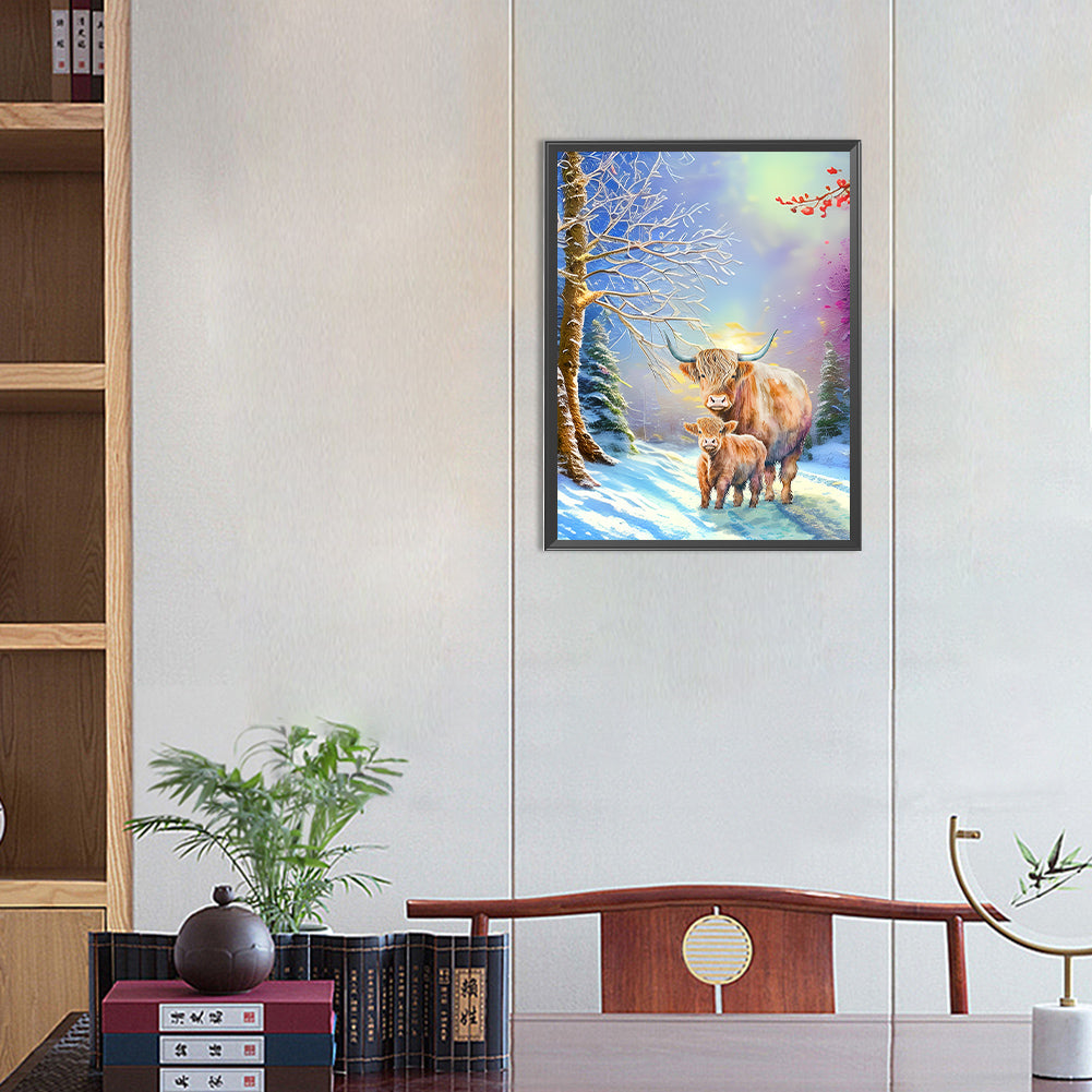Highland Cattle - Full Round Drill Diamond Painting 30*40CM