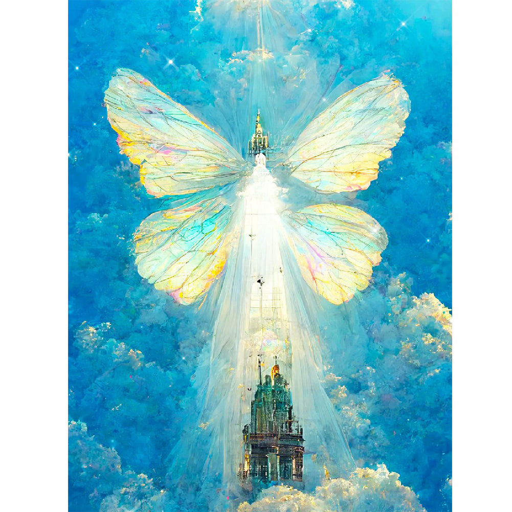 Butterfly Crystal Castle - Full Round Drill Diamond Painting 30*40CM