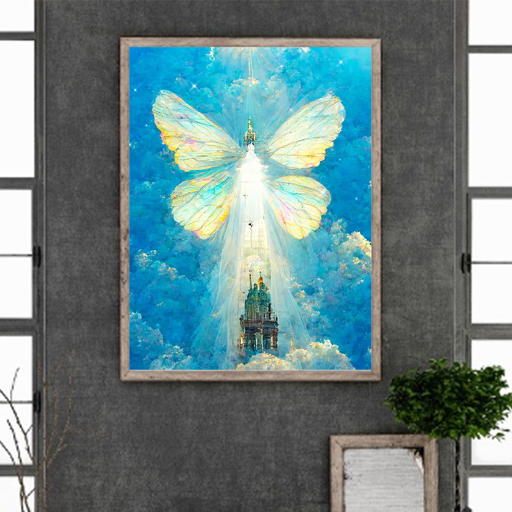 Butterfly Crystal Castle - Full Round Drill Diamond Painting 30*40CM