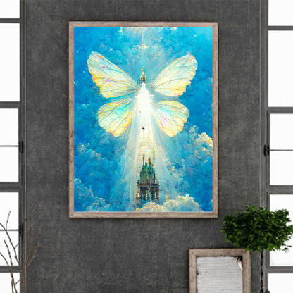 Butterfly Crystal Castle - Full Round Drill Diamond Painting 30*40CM