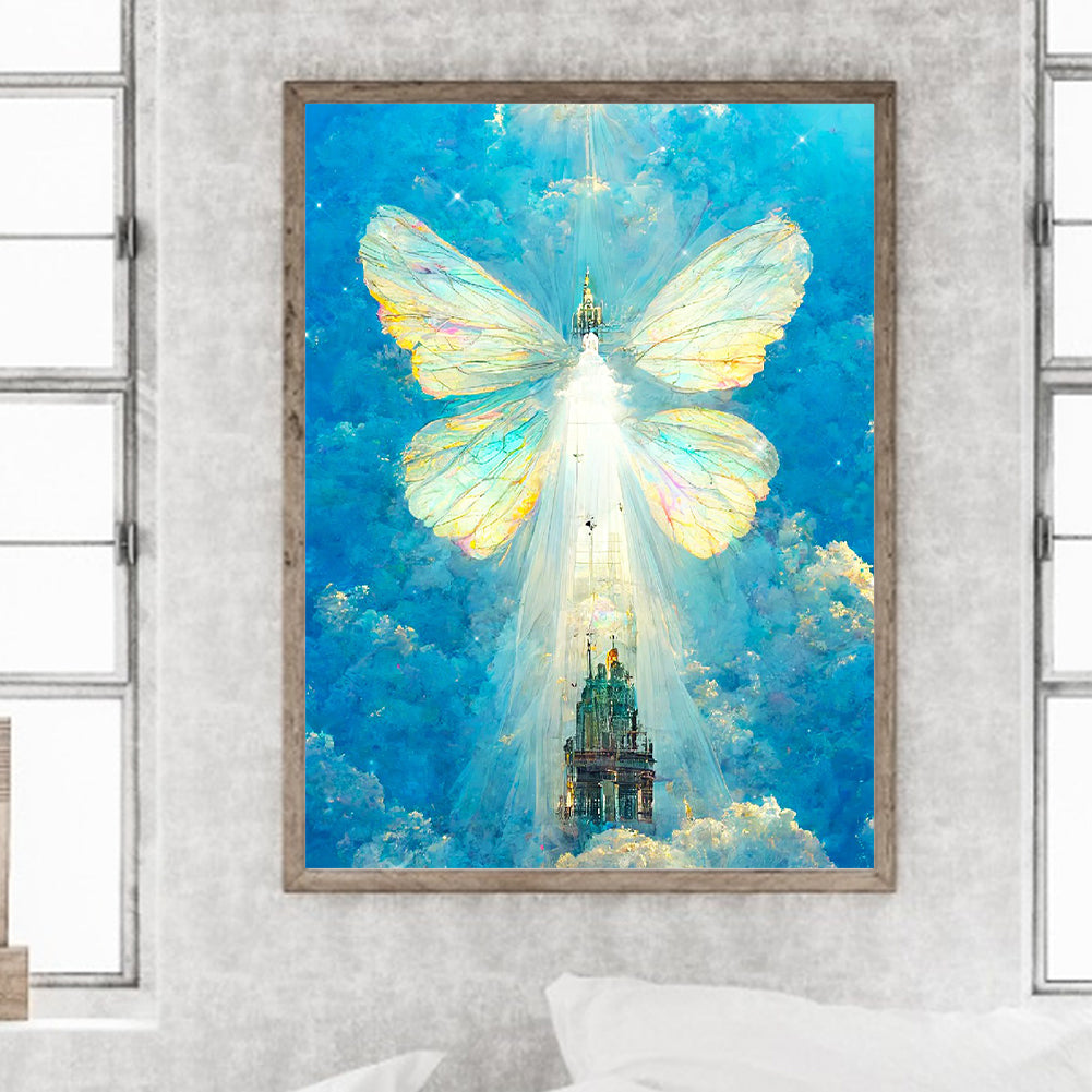 Butterfly Crystal Castle - Full Round Drill Diamond Painting 30*40CM