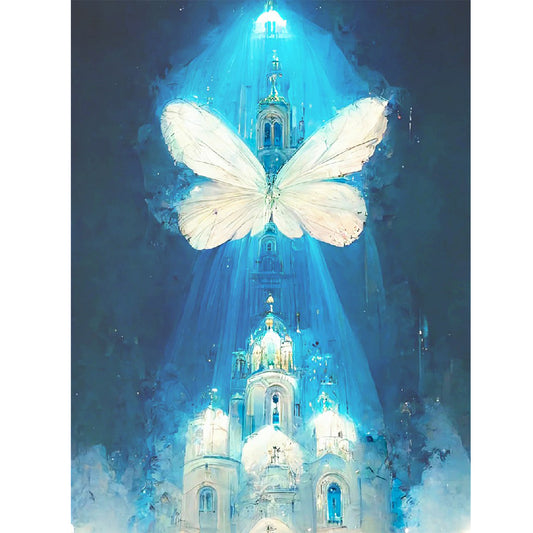 Butterfly Crystal Castle - Full Round Drill Diamond Painting 30*40CM