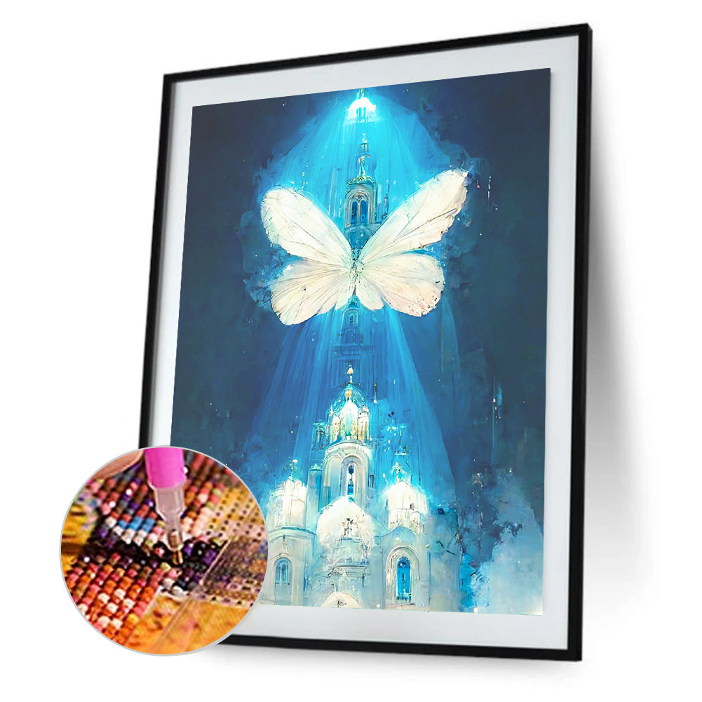 Butterfly Crystal Castle - Full Round Drill Diamond Painting 30*40CM