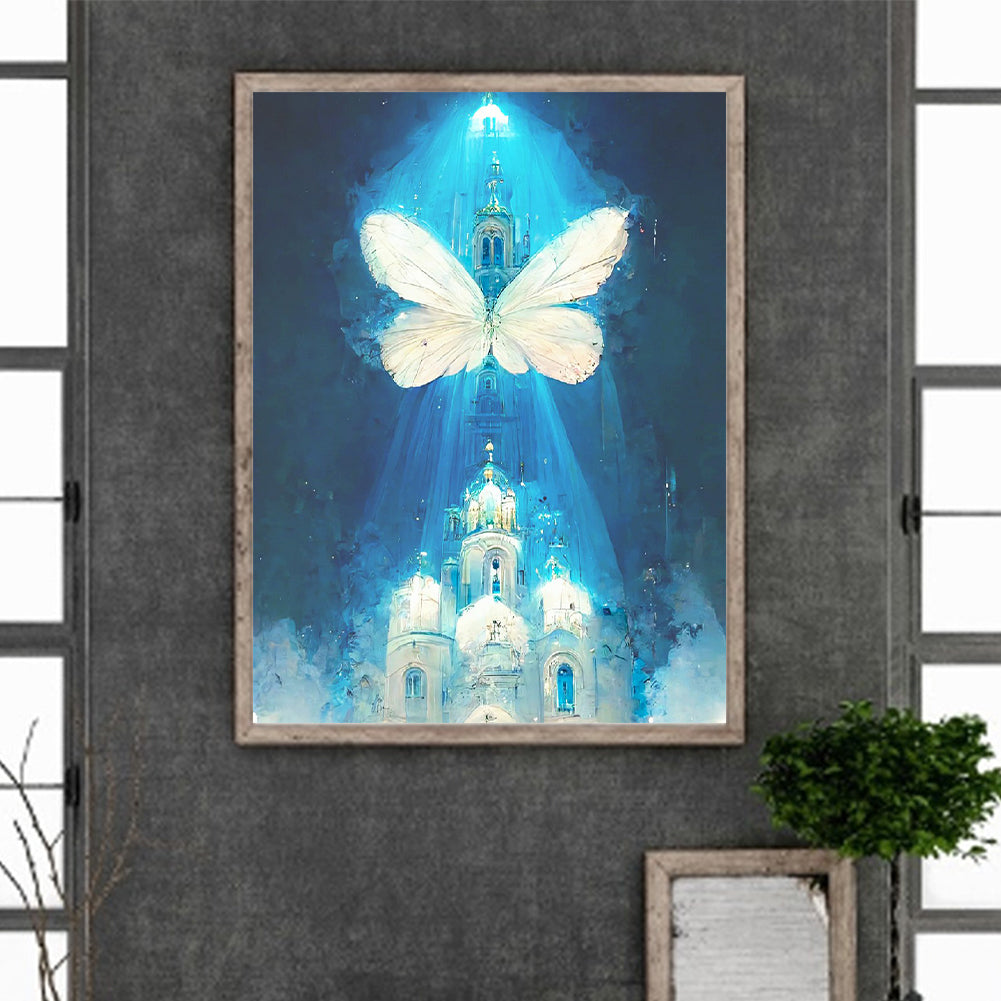 Butterfly Crystal Castle - Full Round Drill Diamond Painting 30*40CM