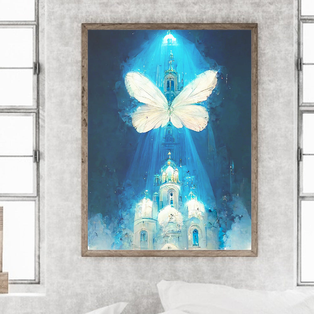 Butterfly Crystal Castle - Full Round Drill Diamond Painting 30*40CM