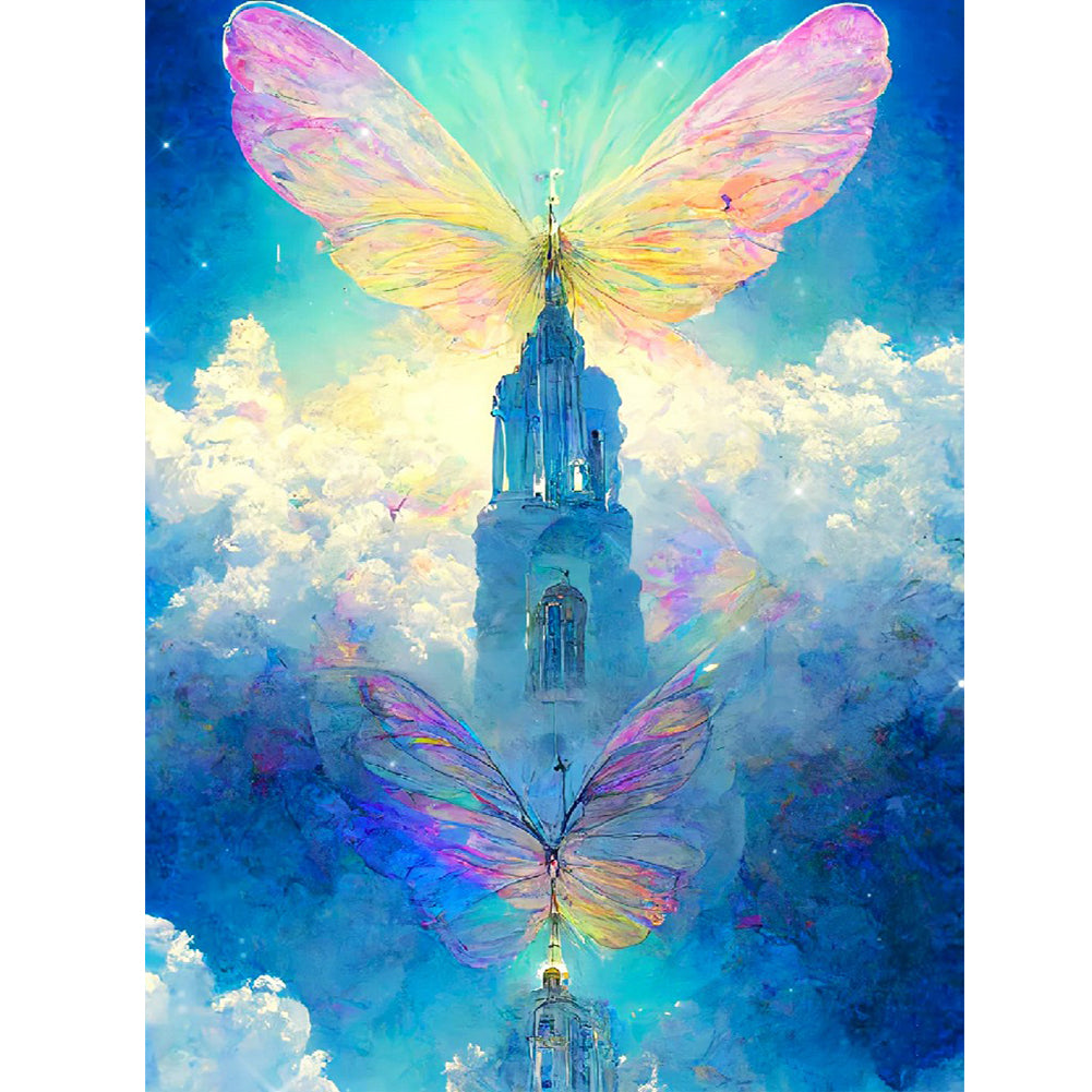 Butterfly Crystal Castle - Full Round Drill Diamond Painting 30*40CM