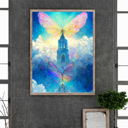 Butterfly Crystal Castle - Full Round Drill Diamond Painting 30*40CM