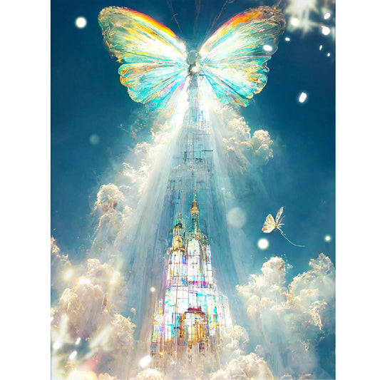 Butterfly Crystal Castle - Full Round Drill Diamond Painting 30*40CM