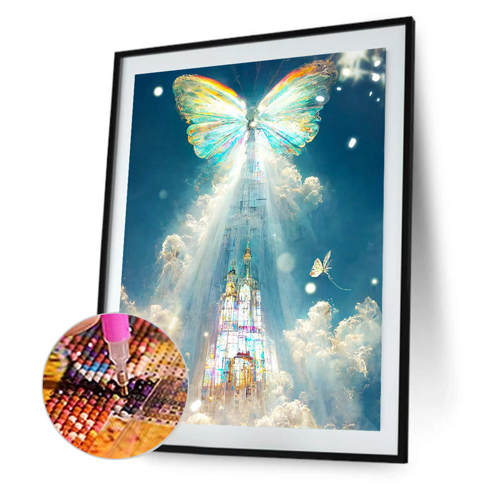 Butterfly Crystal Castle - Full Round Drill Diamond Painting 30*40CM