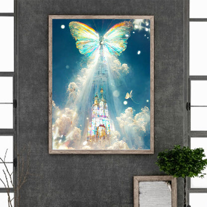 Butterfly Crystal Castle - Full Round Drill Diamond Painting 30*40CM