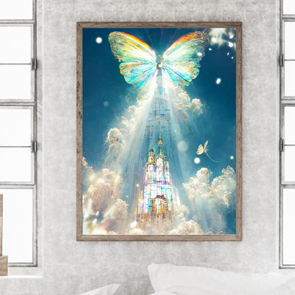 Butterfly Crystal Castle - Full Round Drill Diamond Painting 30*40CM