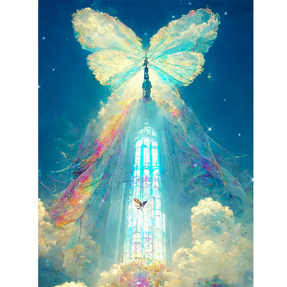 Butterfly Crystal Castle - Full Round Drill Diamond Painting 30*40CM