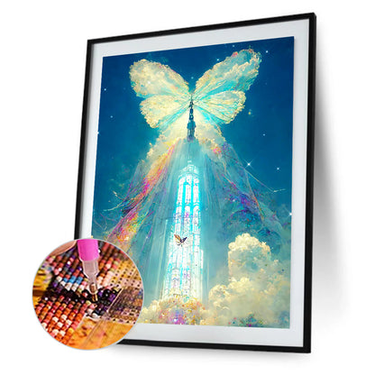 Butterfly Crystal Castle - Full Round Drill Diamond Painting 30*40CM