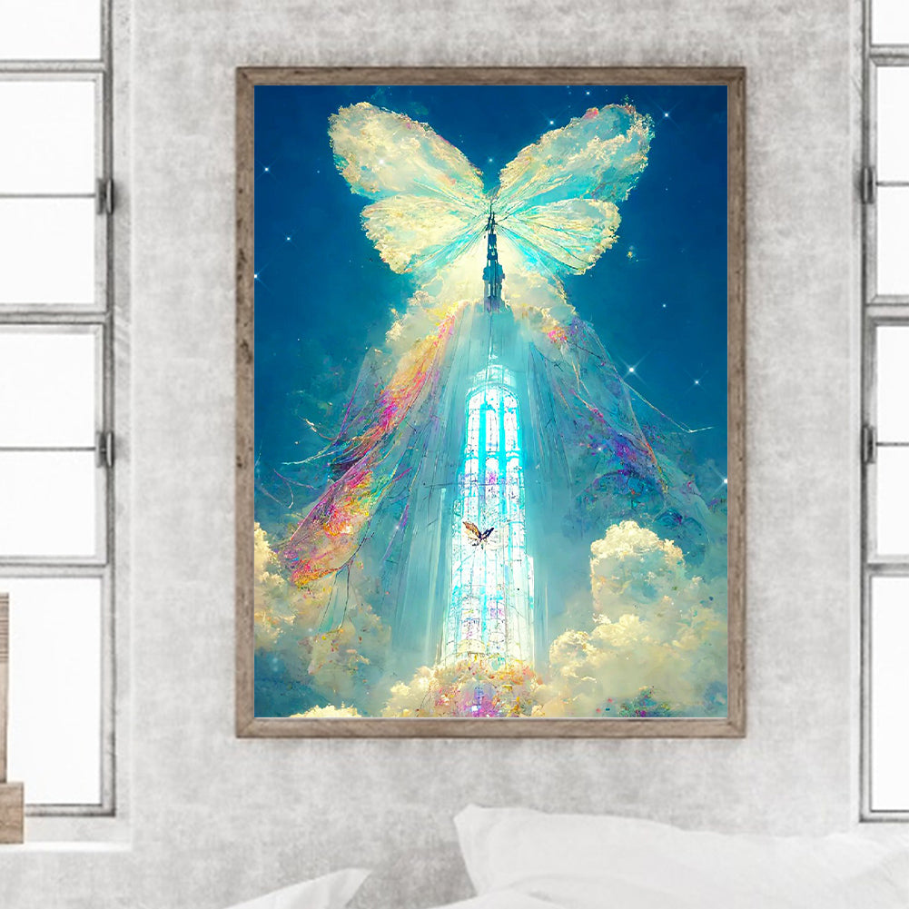 Butterfly Crystal Castle - Full Round Drill Diamond Painting 30*40CM